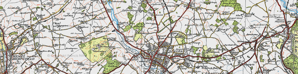 Old map of Batchwood Hall in 1920