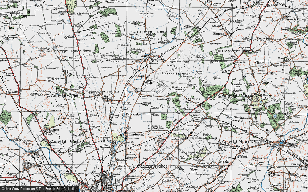 Old Map of Historic Map covering Wild Goose Carr in 1924