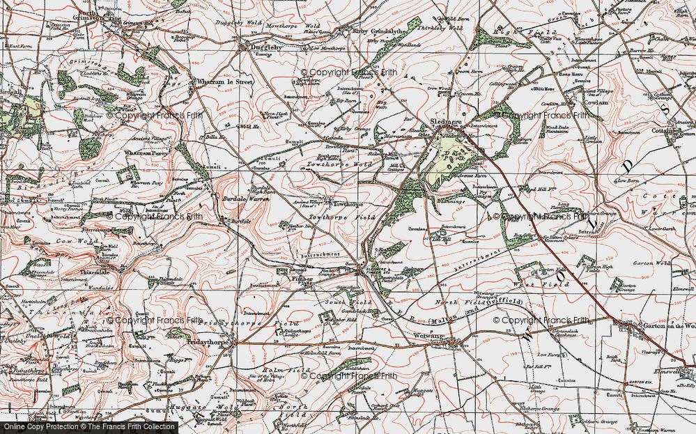 Old Map of Historic Map covering Badger Wood in 1924