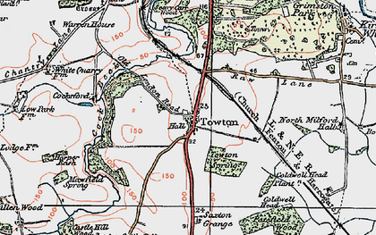Old map of Towton in 1925