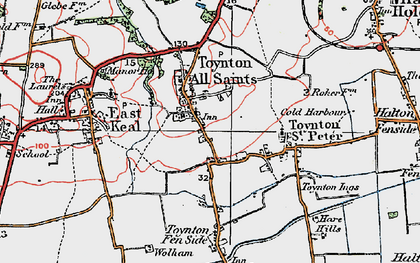 Old map of Toynton All Saints in 1923