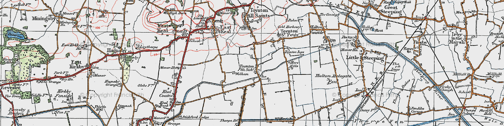 Old map of Toynton Fen Side in 1923