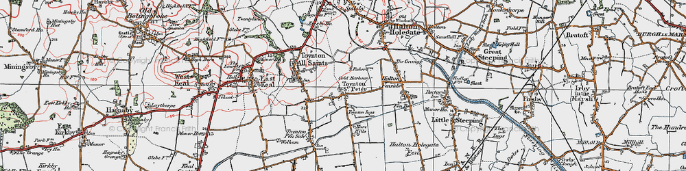 Old map of Toynton St Peter in 1923