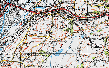 Old map of Trallwn in 1923