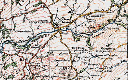 Old map of Afon Cennen in 1923