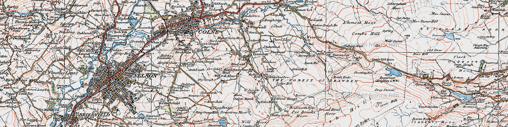 Old map of Trawden in 1925