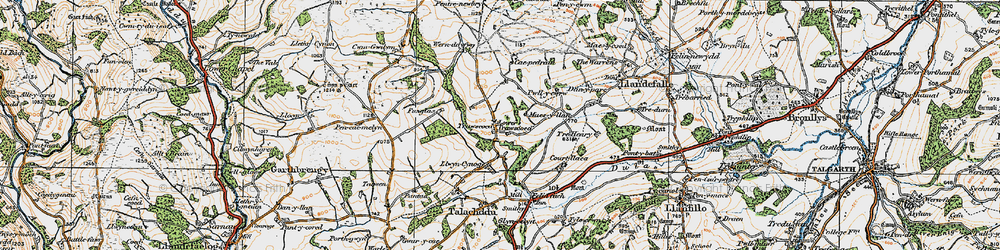 Old map of Trawscoed in 1923