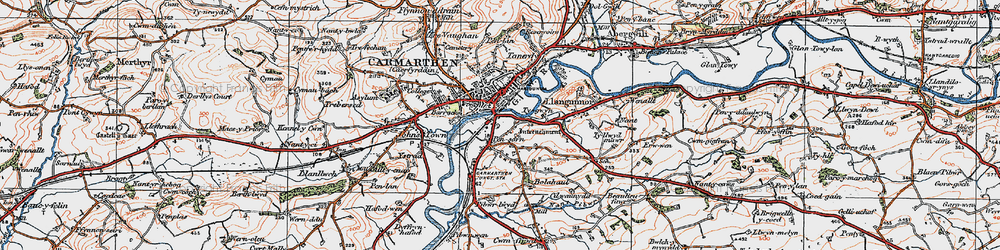 Old map of Tre-gynwr in 1923