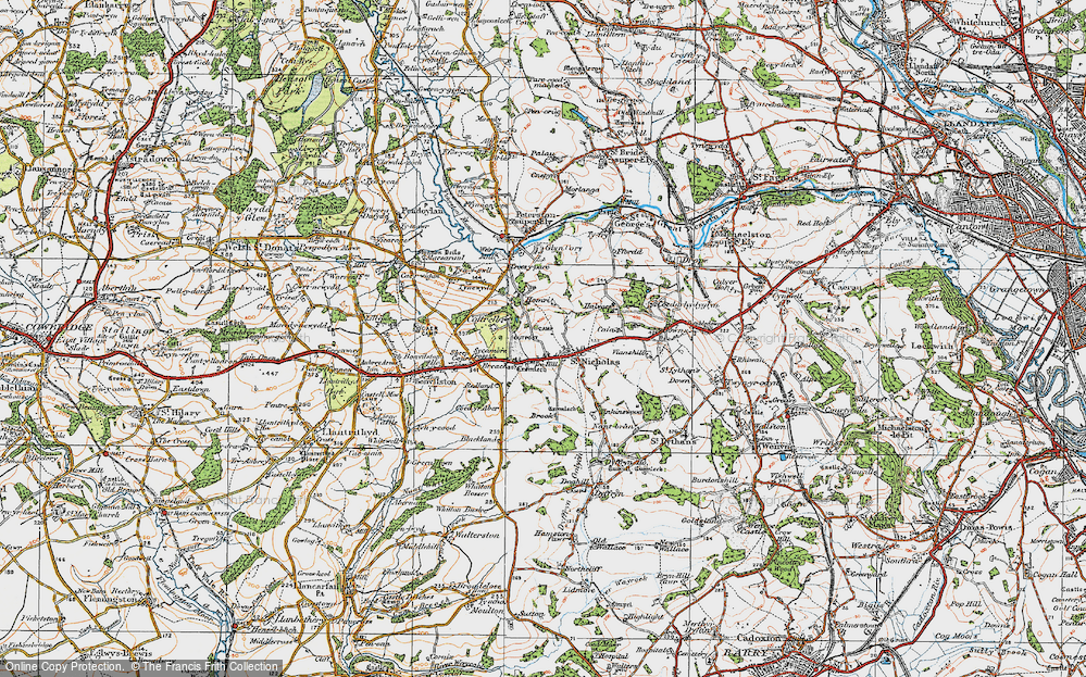 Old Map of Historic Map covering Brooklands in 1922