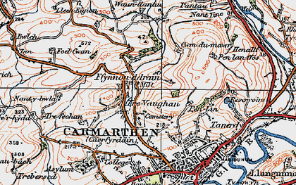 Old map of Tre-vaughan in 1923