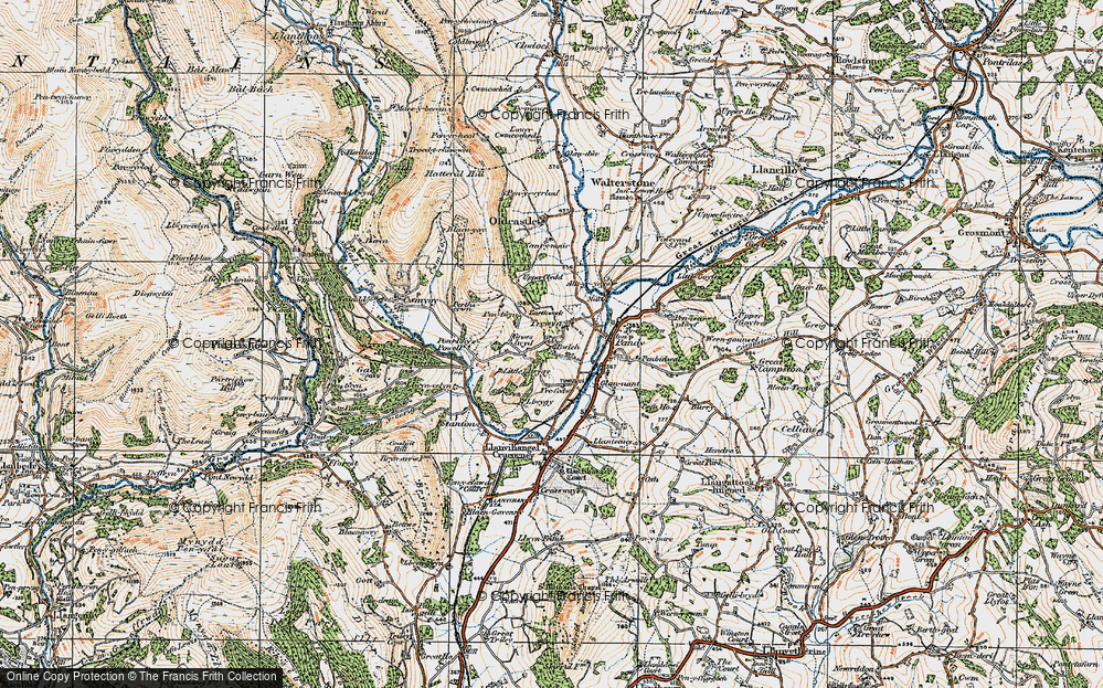 Old Map of Historic Map covering Brynhonddu in 1919