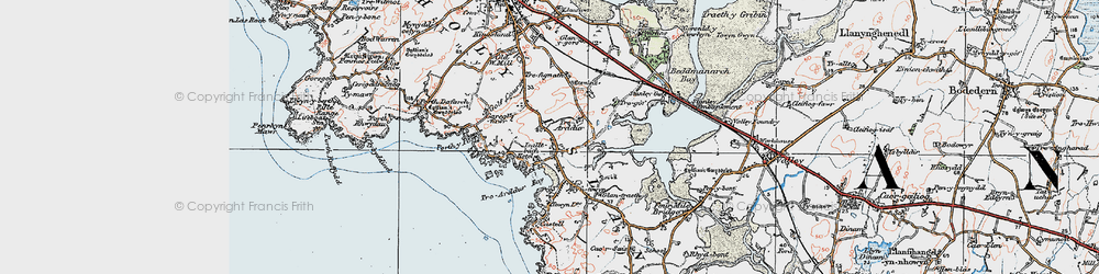 Old map of Trearddur in 1922