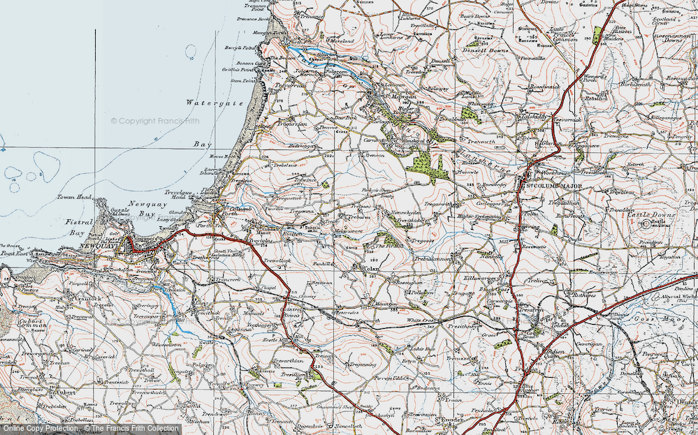 Old Map of Historic Map covering Nanswhyden in 1919