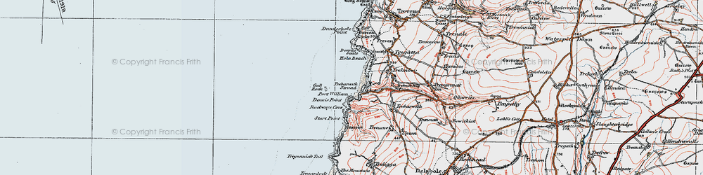 Old map of Trebarwith Strand in 1919