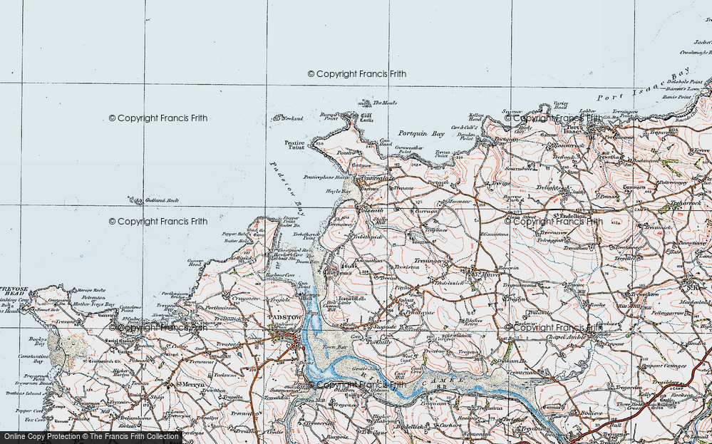 Old Map of Historic Map covering Daymer Bay in 1919