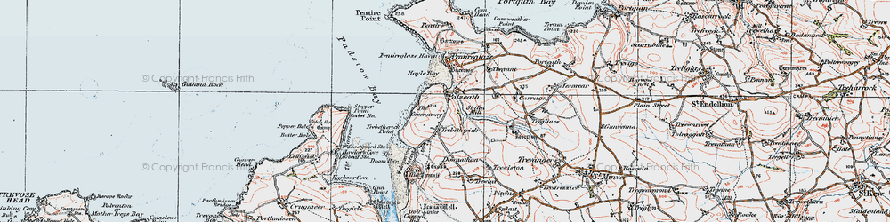 Old map of Daymer Bay in 1919