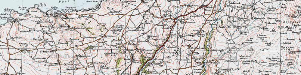 Old map of Treburgett in 1919