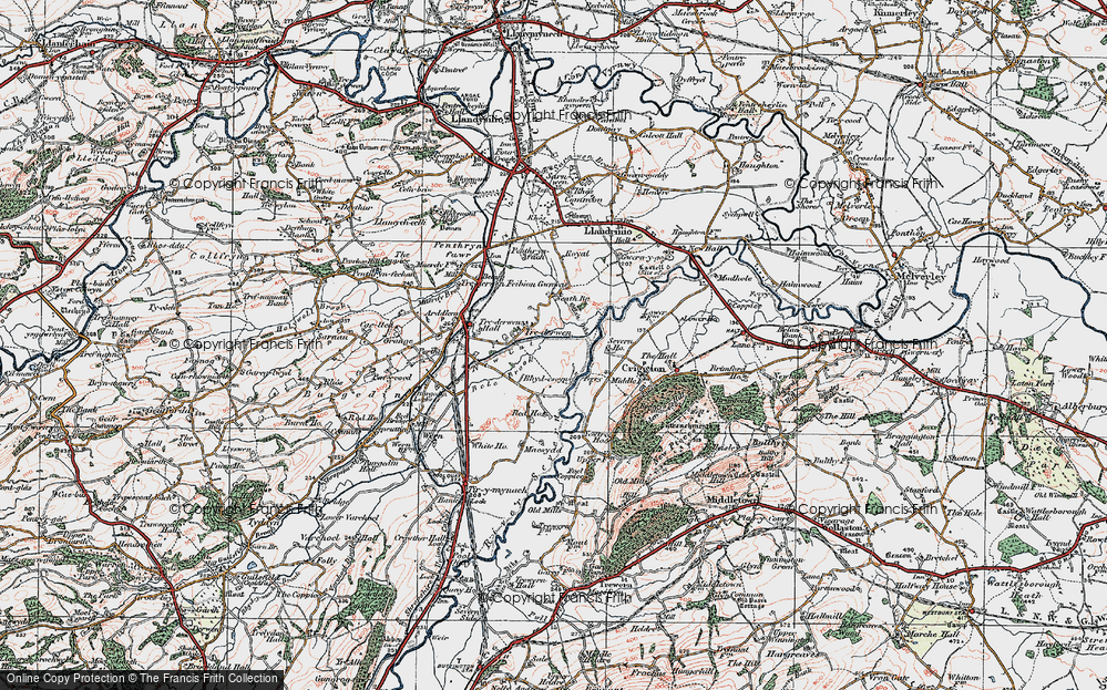 Old Map of Historic Map covering Bele Brook in 1921