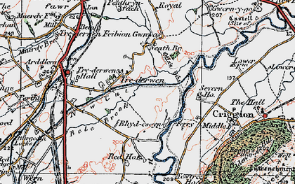 Old map of Trederwen in 1921