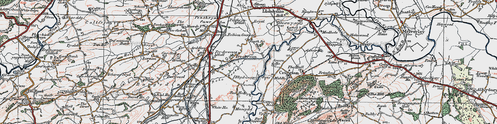 Old map of Trederwen in 1921