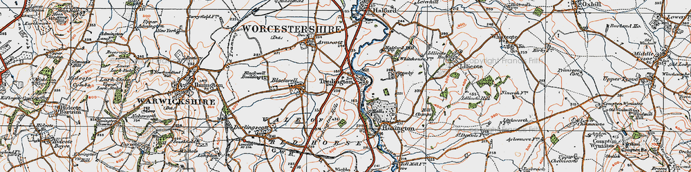 Old map of Tredington in 1919