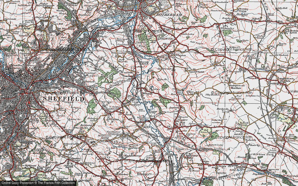 Old Map of Treeton, 1923 in 1923