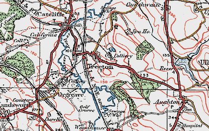 Old map of Treeton in 1923