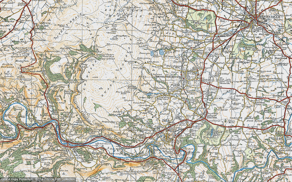 Old Map of Historic Map covering Bryn-Adda Flat in 1921