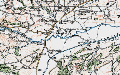 Old map of Trefeglwys in 1921