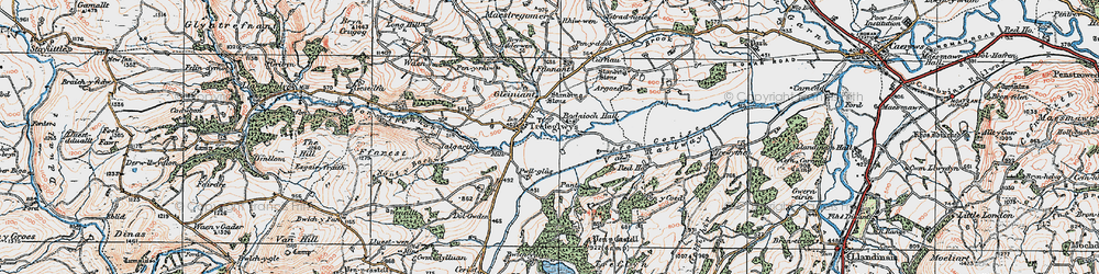 Old map of Trefeglwys in 1921