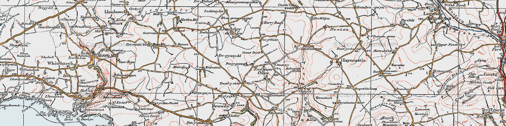 Old map of Trefgarn Owen in 1922