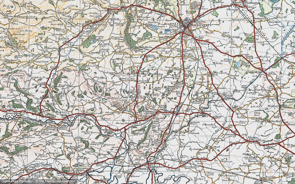 Old Map of Treflach, 1921 in 1921