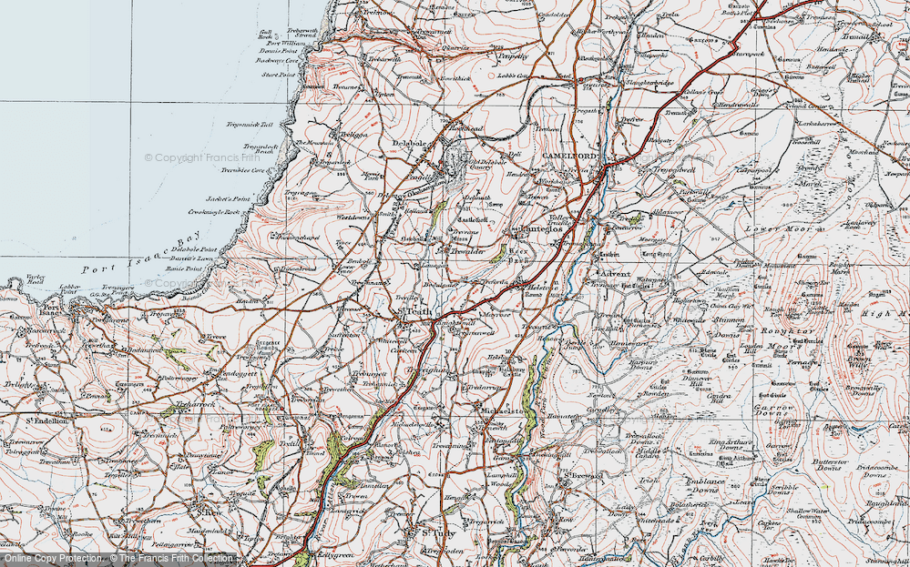 Old Map of Historic Map covering Bodulgate in 1919
