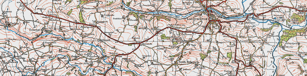 Old map of Tregadillett in 1919