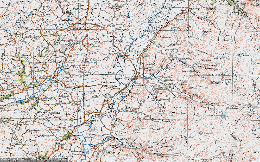 Old Map of Historic Map covering Afon Groes in 1923