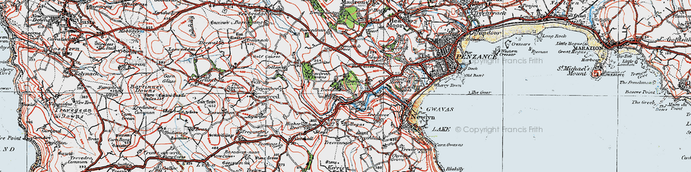 Old map of Tregavarah in 1919