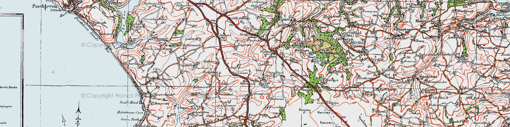 Old map of Burncoose in 1919