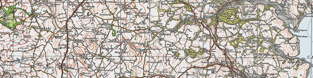 Old map of Tregolls in 1919