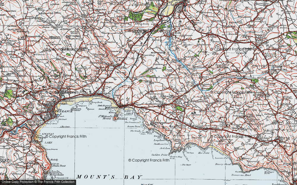 Old Map of Tregurtha Downs, 1919 in 1919