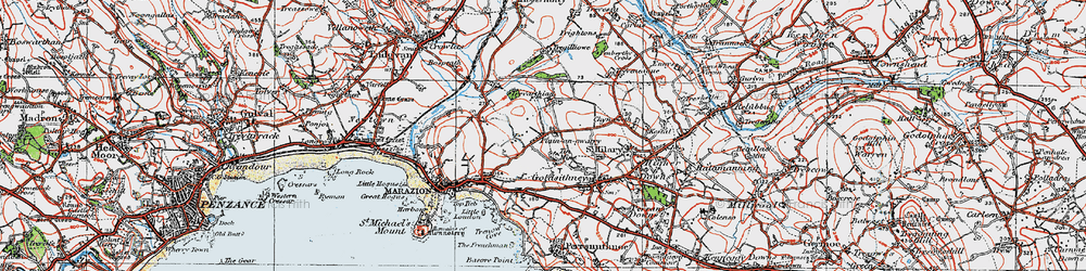 Old map of Tregurtha Downs in 1919