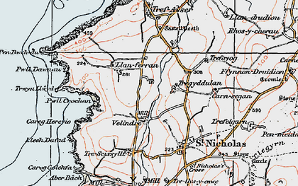 Old map of Tregyddulan in 1923