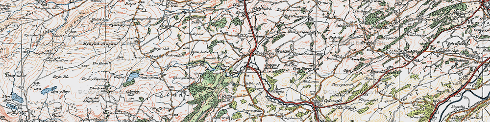 Old map of Boncyn y Beddau in 1921