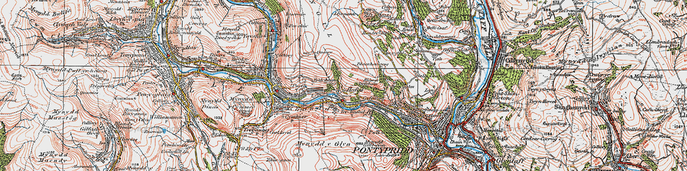Old map of Trehafod in 1922