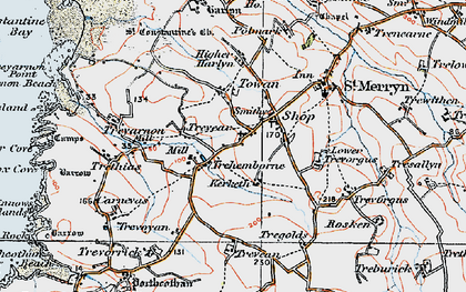 Old map of Trevear in 1919