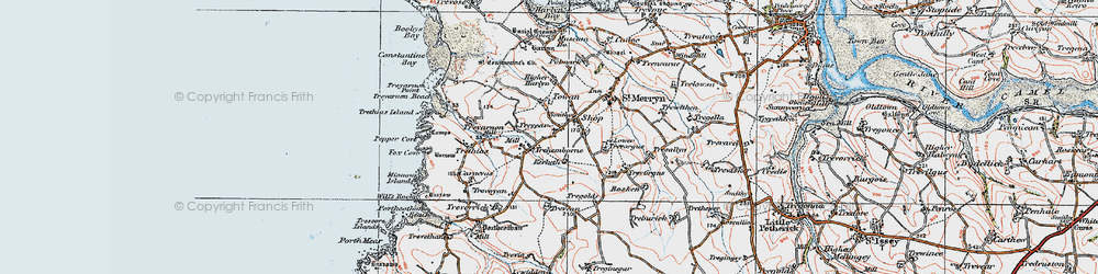 Old map of Trehemborne in 1919