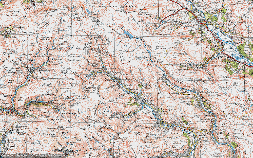 Old Map of Historic Map covering Y Garn Bica in 1923