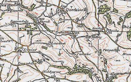 Old map of Trehunist in 1919