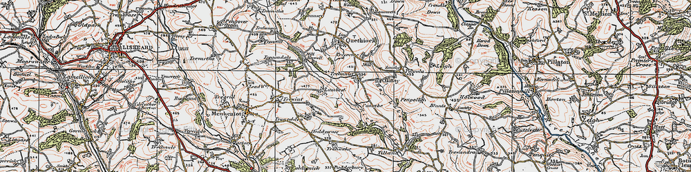 Old map of Trehunist in 1919