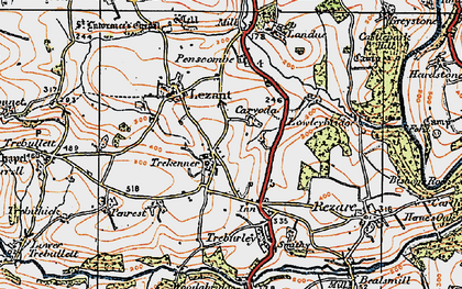 Old map of Trekenner in 1919
