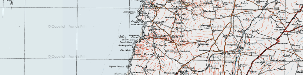 Old map of Treknow in 1919
